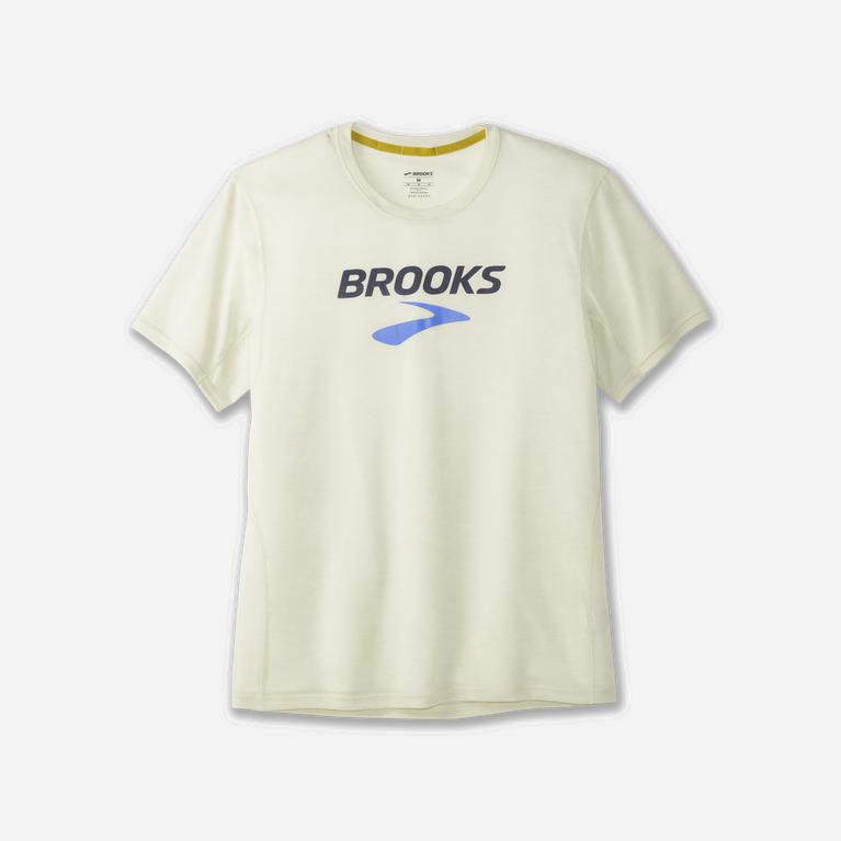 Brooks Distance Graphic Camiseta De Corrida Manga Curta Homem Branco (39041YQEK)